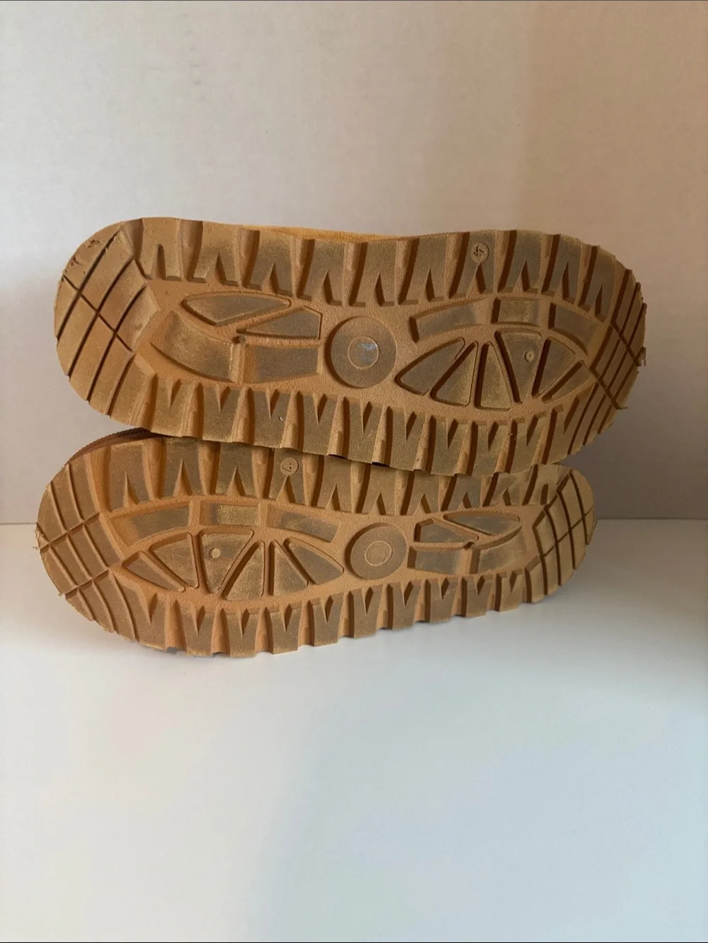 Jellypop Tan Suede Kids Slip-On Slippers with Red Trim